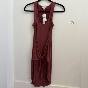 Scoop neck tank midi dress with tie-able bow